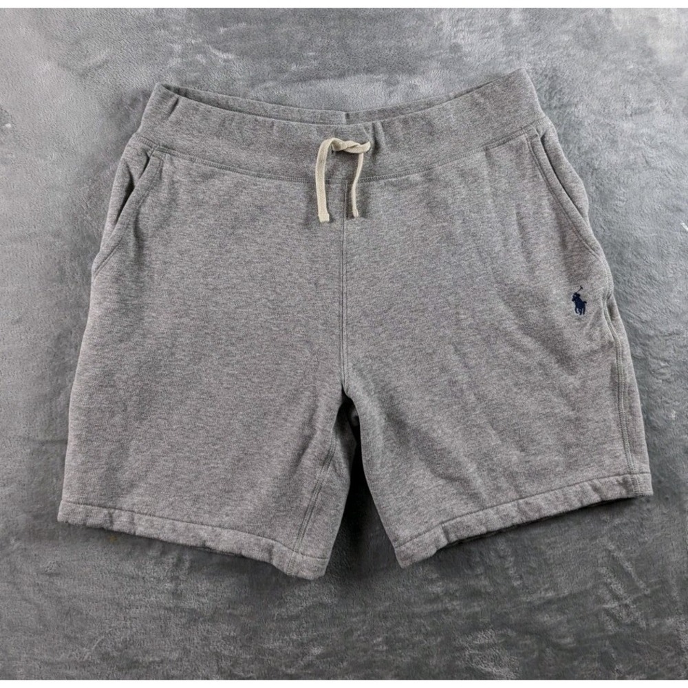Polo Ralph Lauren Sweat Shorts Men Large Gray Knit 7.5" Inseam Drawstring Casual